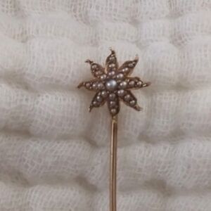 Floral‎ 14k gold stick pin rice pearls floral edwardian or victorian